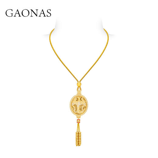 GAONAS   龙凤呈祥贵气老钱金色项链11676DGO 商品图1