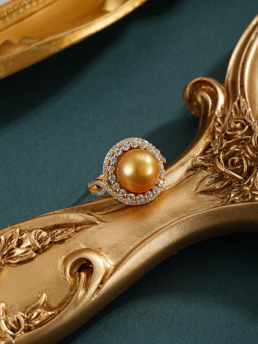 子佩集【守候之约】银S925珍珠惜王妃戒指【HJYJZ014】11mm珠镀金缠绕金色珠2601 商品图9