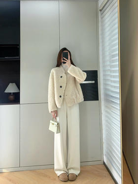 100%全羊毛外套！2026新款小V领廓形韩系宽松羊羔毛气质毛绒绒外套！