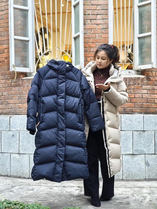 君羽800蓬鹅绒服女长款过膝冬新款加厚防风超长羽绒服外套I52296羽绒大衣 商品图1