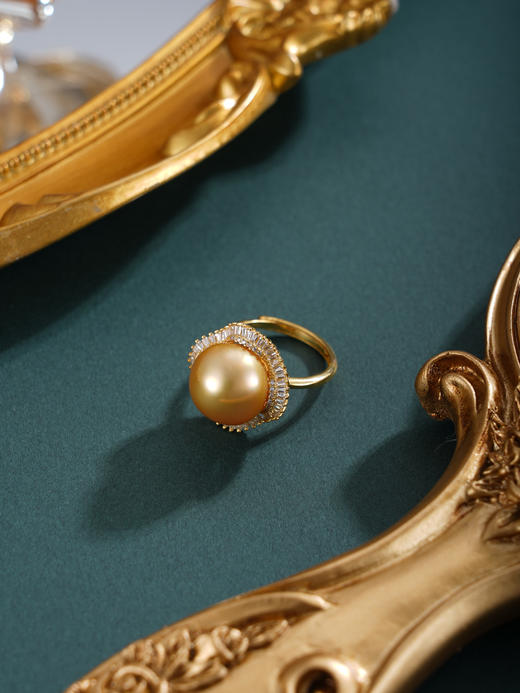 子佩集【四叶诗篇】银S925珍珠惜王妃戒指【HJYJZ013】13mm珠镀金四叶草金色珠2601 商品图6