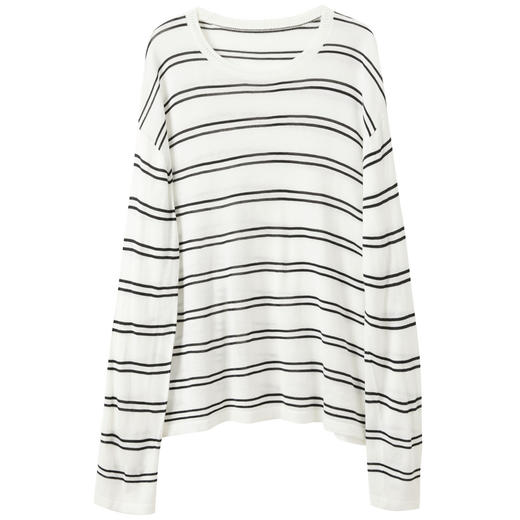 三彩2026春季新款圆领针织衫落肩袖毛衫宽松条纹套头衫休闲M 商品图4