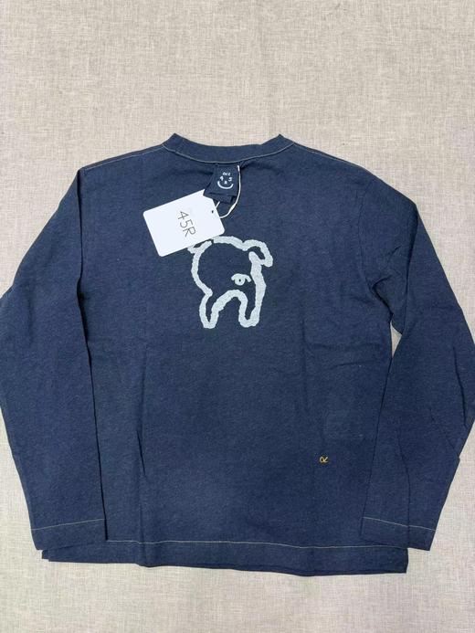 F011344竹节棉蓝染可爱小猪印花长袖T恤男女同款 商品图4