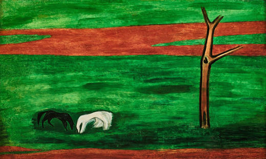 独角鹿西洋古董2017年中国台湾国立历史博物馆授权制作出品著名旅法艺术家常玉签名创作限量版画作品《黑白双马》 商品图2