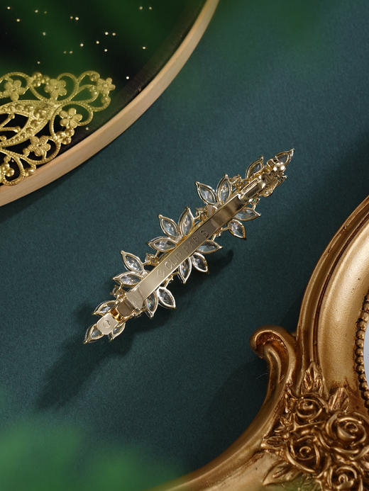 子佩集【冰花皎月】珍珠惜王妃发夹【HBFJ032】6.5-7.5mm珠镀金三朵花2601 商品图7