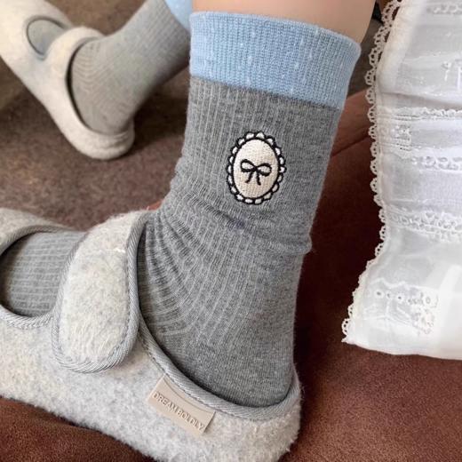 <曾小咸推荐>撞色刺绣蝴蝶结 日常价89/4双！ 活动价49/4双！【预售款，预计3-15天发货】 商品图0