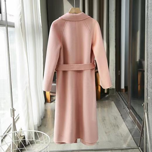 F011391冬季新款粉色羊绒双面呢子大衣女长款外套 商品图1