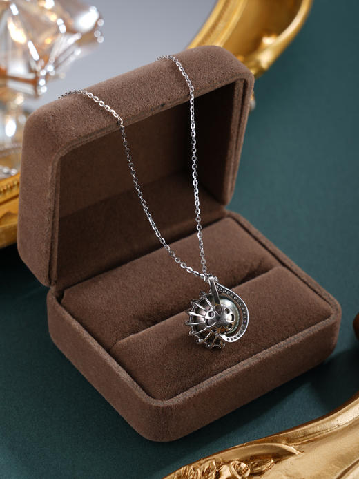 子佩集【黛影清辉】银S925珍珠惜王妃套链【HJYDZ010】11.5mm珠半环黑珠2601 商品图4