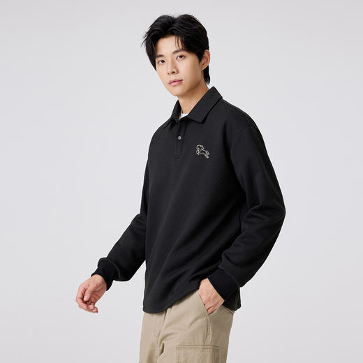gxgjeans 男装【肌理感面料】男士长袖POLO衫25秋款个性绣花青少年打底衫K&C 商品图3