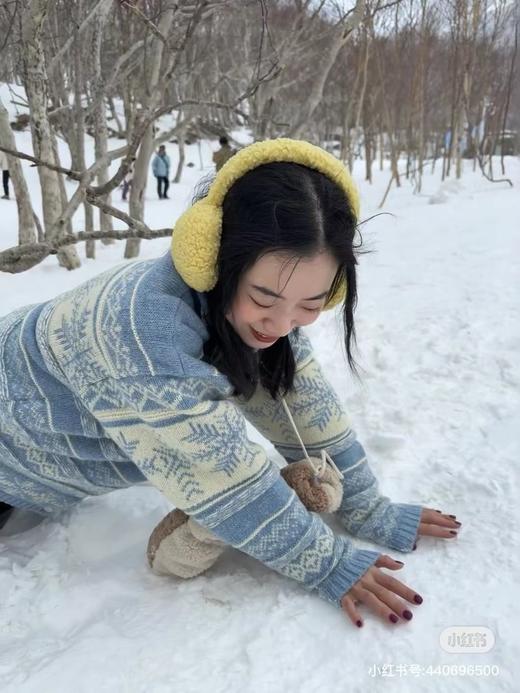 F011305女士雪花提花撞色费尔岛针织纽扣开衫外套 商品图2