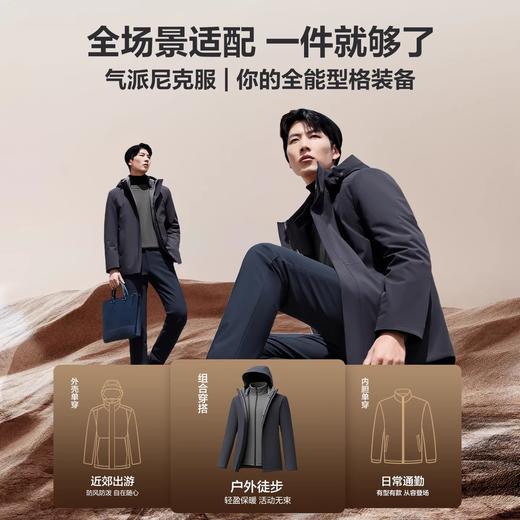 【可脱卸兔毛内胆】柒牌翻领尼克服男士秋冬新款冬季鹅绒保暖外套129J70700 商品图3