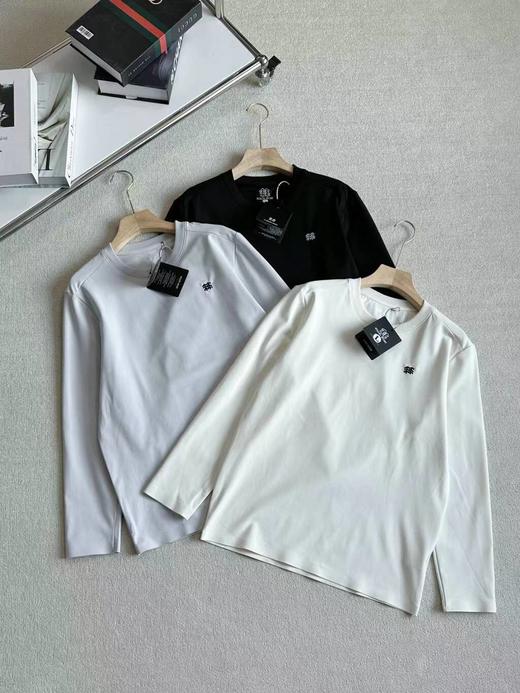 F011357压胶刺绣打底衫加绒长袖圆领体恤打底衫 商品图1