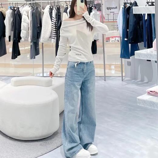 一店k vocal‼️一条裤子连续穿了三天！blingbling 立体小水钻真的太迷人了！素人也能秒变穿搭博主！超重工高温烫钻！🍐形腿不直全给遮得明明白白！藏肉显瘦一把手！高腰直筒阔腿牛仔裤 商品图3