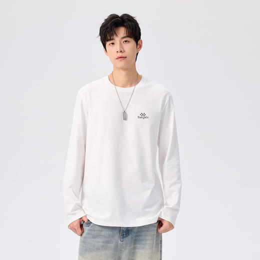 gxgjeans 男装【棉100%】情侣款长袖T恤25秋款简约舒适百搭校园男士上衣K&C 商品图1