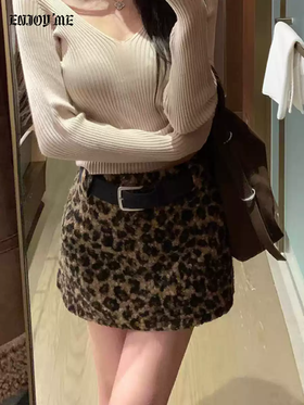 【门店同款】ENJOY冬季“游牧漫寻”复古豹纹短半裙 169095181