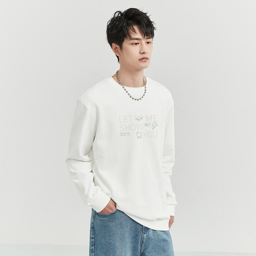 gxgjeans 男装【柔软亲肤】男士圆领卫衣2025秋款时尚百搭个性印花套头卫衣K&C 商品图2