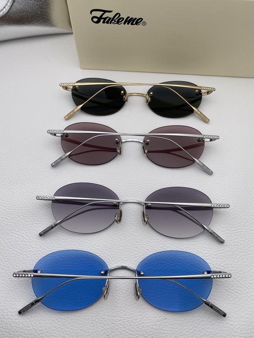 超轻纯钛无框复古圆形时尚太阳镜 光学眼镜 商品图6