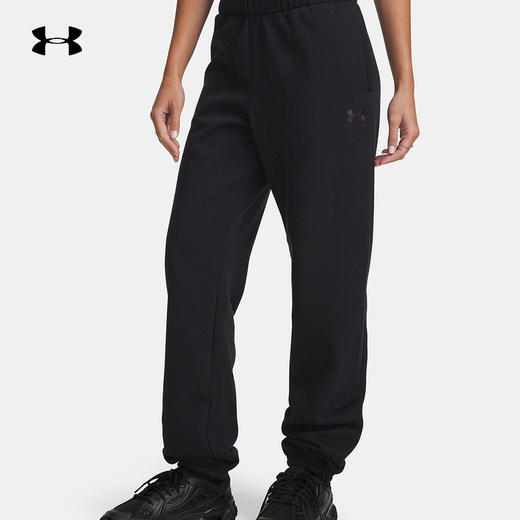 安德玛运动裤女士秋冬新款宽松休闲束脚针织黑色长裤6003676-004 商品图0