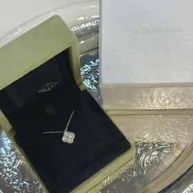 梵克雅宝 单花 小号 镶钻 白金 项链