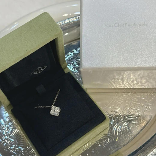 梵克雅宝 单花 小号 镶钻 白金 项链 商品图0