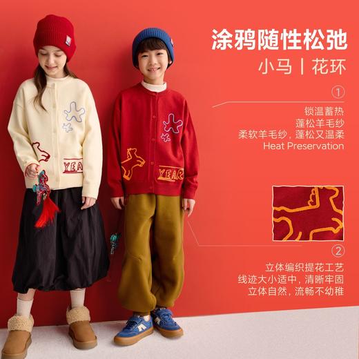 fx-【超级马力】咕噜日记儿童趣味小马毛衣男女童百搭开衫新春拜年服PDMY2531 商品图3