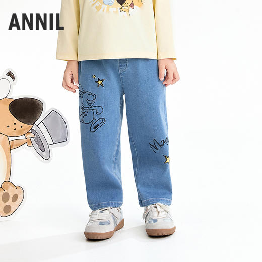 【实体店同款】男童全腰牛仔长裤春季新款安奈儿童装XB616087 商品图1