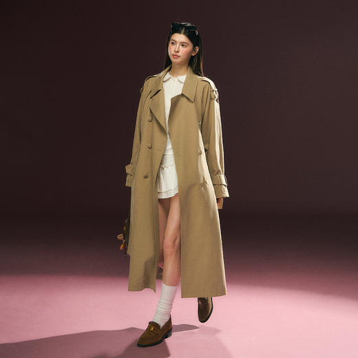 Ariseism 美式复古高级感修身中长款风衣外套女冬季新款上衣 商品图3