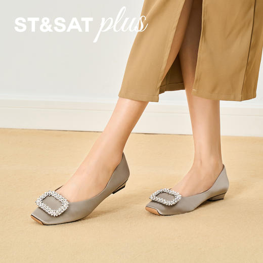 【小方镜系列】星期六26春新款优雅风缎面晶扣中低跟单鞋SSE1111030/SSE1111035 商品图10