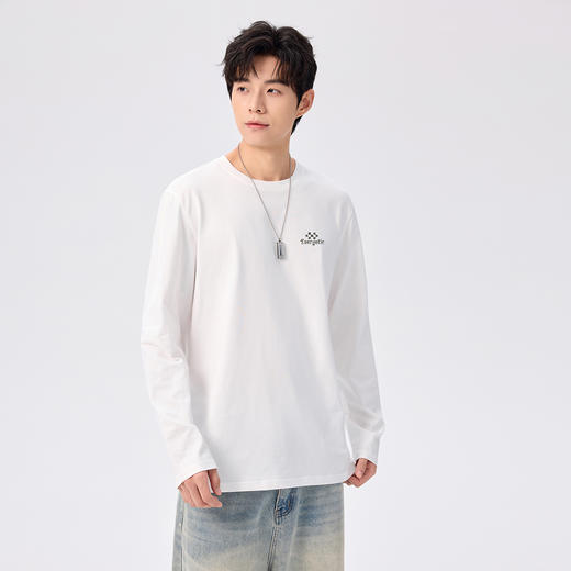 gxgjeans 男装【棉100%】情侣款长袖T恤25秋款简约舒适百搭校园男士上衣K&C 商品图2