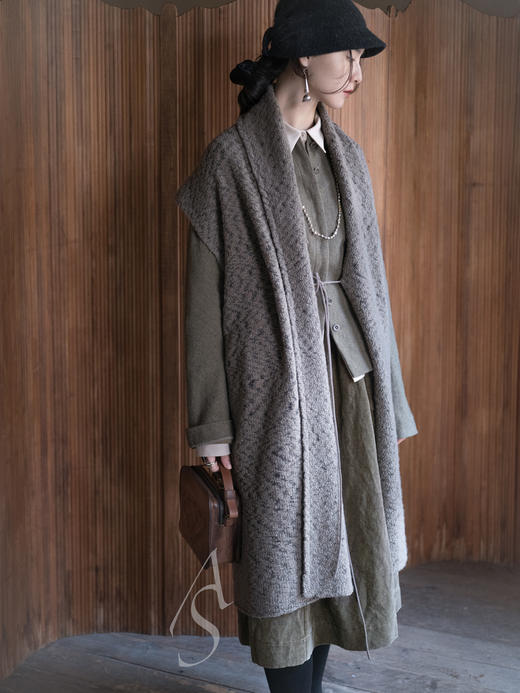 Cortana 苔绿色RIDER 羊绒圆领收腰短夹克 商品图4