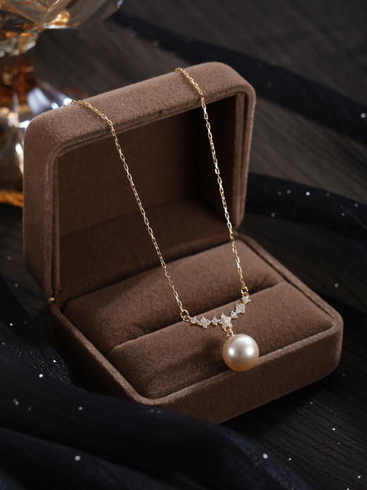 子佩集【银河记忆】银S925珍珠惜王妃套链【HJYTL009】9mm珠镀金双色一字2601 商品图4