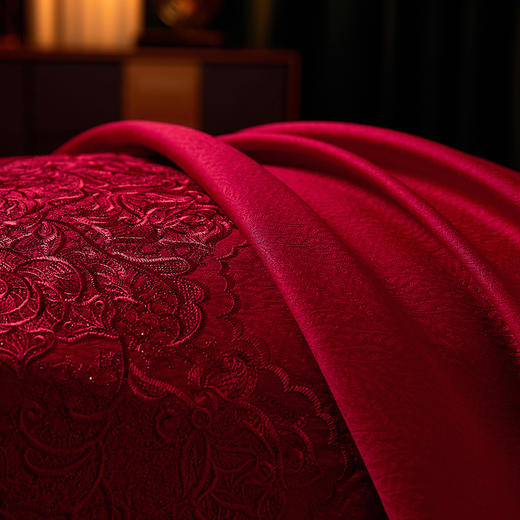 多喜爱 喜玫瑰 80S厚织提花八件套 欢悦于爱【B面60S新绒棉】 【玫瑰花刺绣】【拼框工艺】【拉杆箱包装】色泽亮丽 垂坠感佳 商品图10