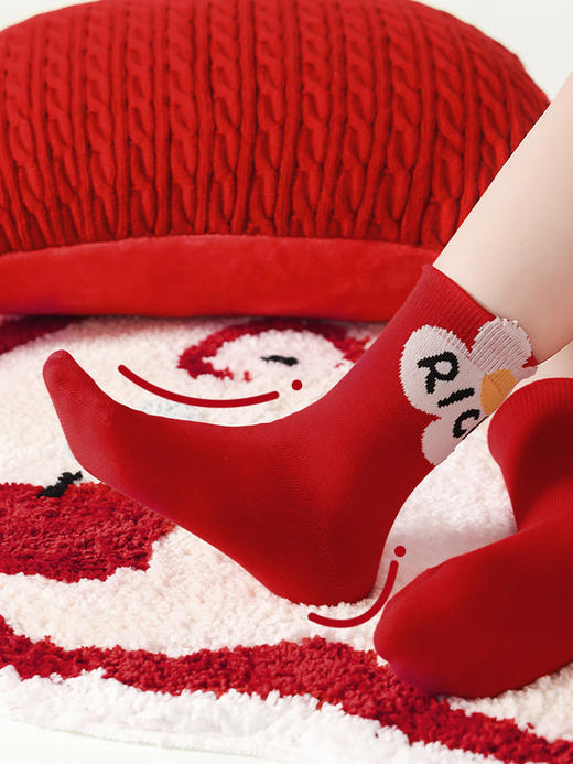 【红红火火过新年】72小时内发货 成人/儿童马年红袜子5双  高棉面料脚感软乎  亲肤透气不闷脚  无骨缝合不磨脚  弹力袜身贴合不勒腿  抗菌抗臭 不易掉色~ 商品图4