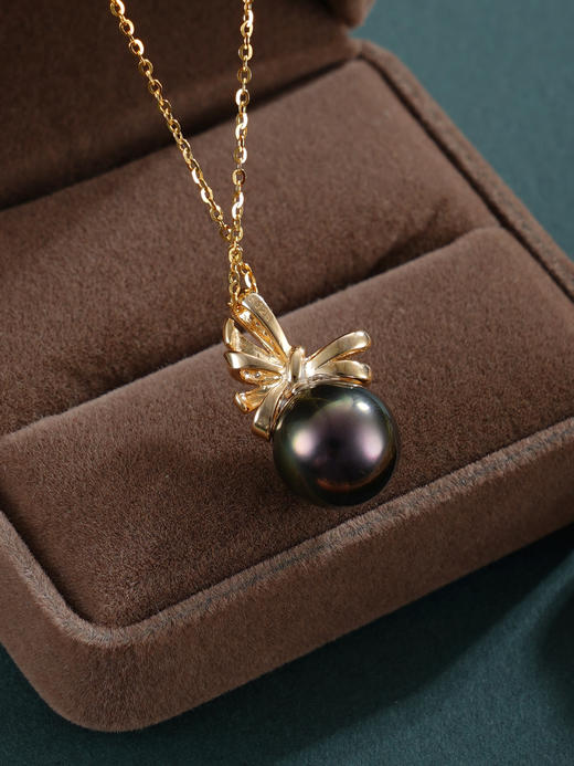 子佩集【真爱情结】银S925珍珠惜王妃套链【HJYDZ007】11mm珠镀金黑珠丝带蝴蝶结2601 商品图5