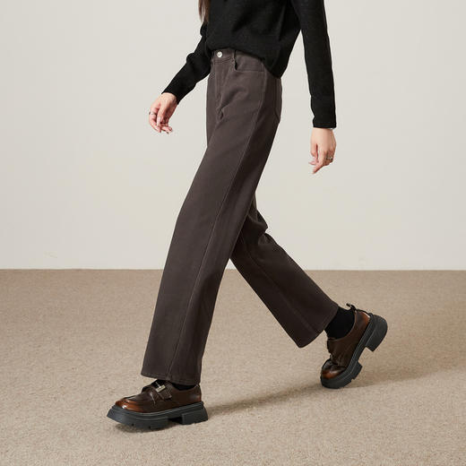 【加绒-九分-直筒裤】逸阳冬保暖贝贝绒暖糯厚实九分高弹烟管直筒裤4907 商品图7