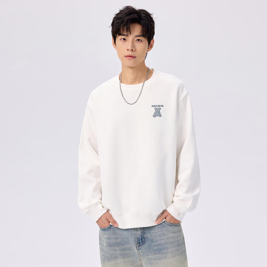 gxgjeans 男装亲肤透气25秋款百搭休闲显瘦男士圆领卫衣潮流印花打底必备上衣K&C 商品图3