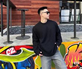 F011306新款暗黑破坏字母标语1996重磅羊毛混纺针织毛衣男女同款