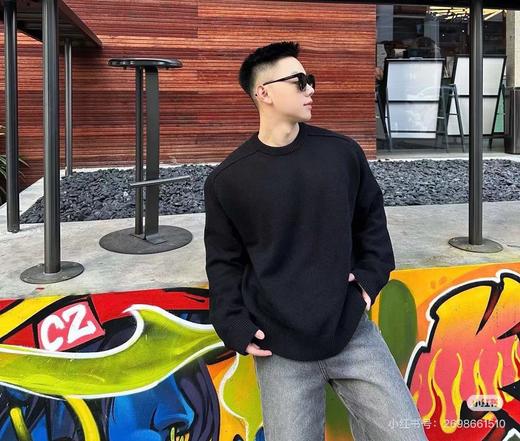 F011306新款暗黑破坏字母标语1996重磅羊毛混纺针织毛衣男女同款 商品图0