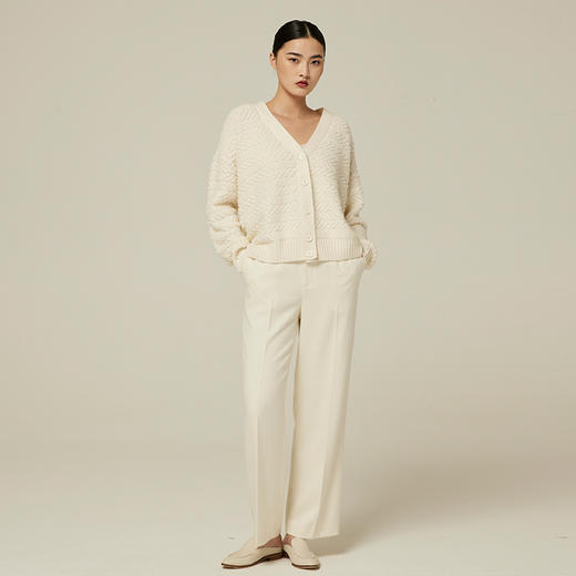 V领提花羊绒长袖开衫  SJF94W172K 商品图1