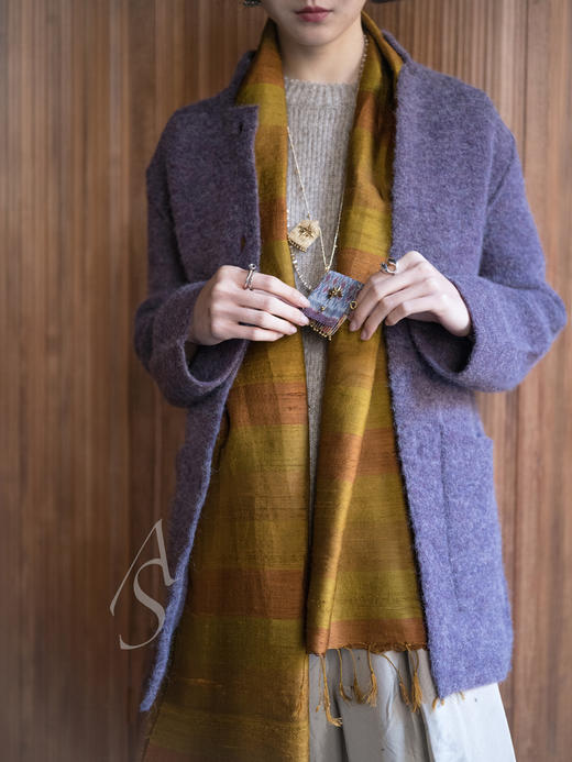 Jai 紫式部/朽叶落/红枫色羊驼毛针织邮递员外套 商品图3