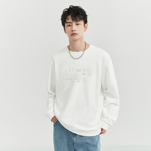 gxgjeans 男装【柔软亲肤】男士圆领卫衣2025秋款时尚百搭个性印花套头卫衣K&C 商品图4