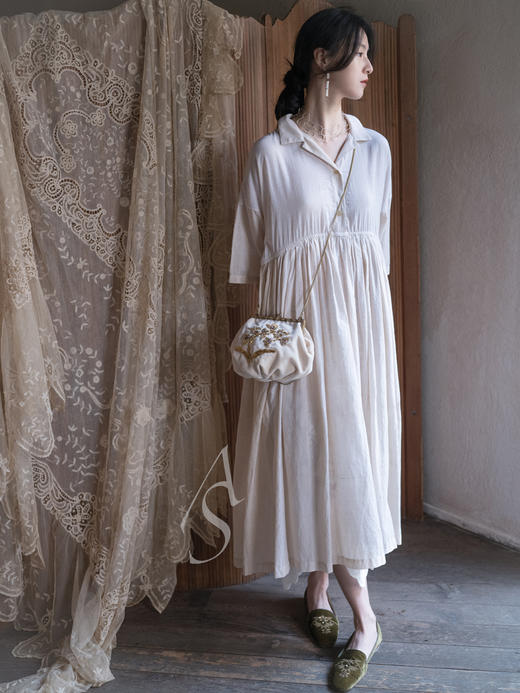 Beatriz Palacios 银镀金霜白色古董玻璃耳环（一对） 商品图4