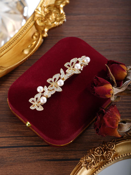 子佩集【翩然蝶舞】珍珠惜王妃发夹【HBFJ035】5mm珠镀金蝴蝶2601 商品图9