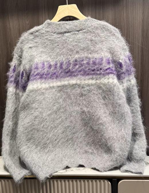 F011336慵懒氛围感灰紫渐变马海毛针织开衫女 商品图8