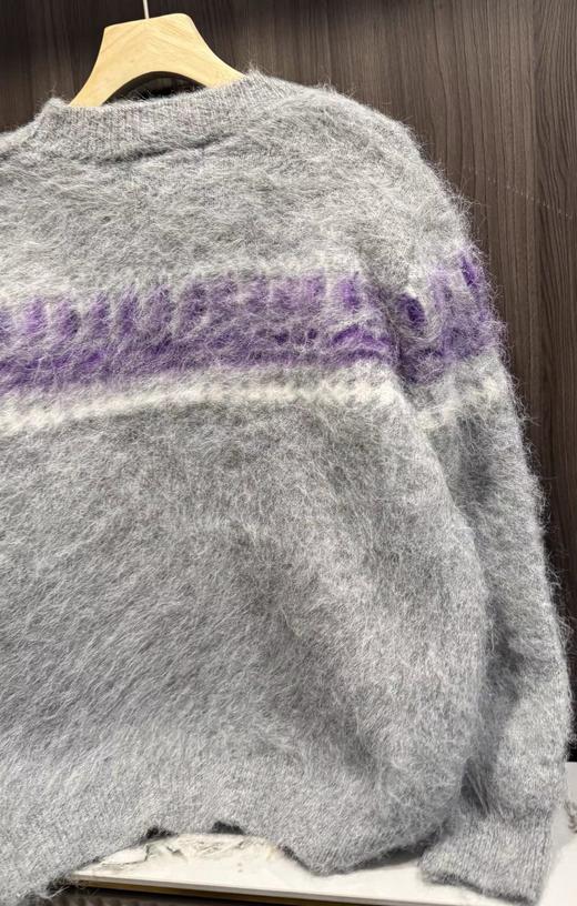 F011336慵懒氛围感灰紫渐变马海毛针织开衫女 商品图12