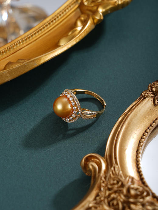 子佩集【守候之约】银S925珍珠惜王妃戒指【HJYJZ014】11mm珠镀金缠绕金色珠2601 商品图5