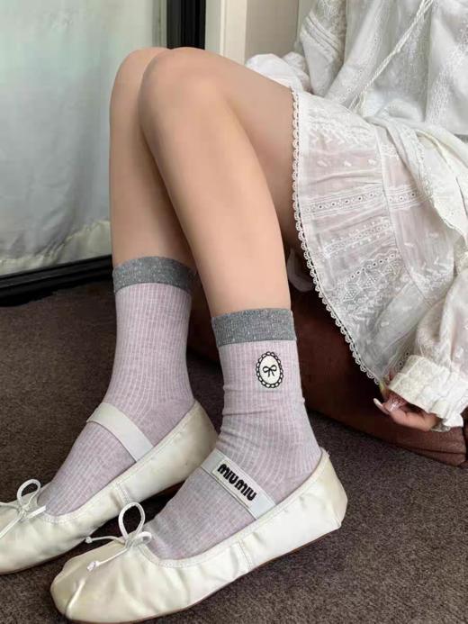 <曾小咸推荐>撞色刺绣蝴蝶结 日常价89/4双！ 活动价49/4双！【预售款，预计3-15天发货】 商品图5