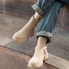 响午厚底羊毛飞织踝靴|专利波浪大底，回弹力up，自在舒适久穿不累