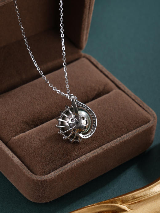 子佩集【黛影清辉】银S925珍珠惜王妃套链【HJYDZ010】11.5mm珠半环黑珠2601 商品图5