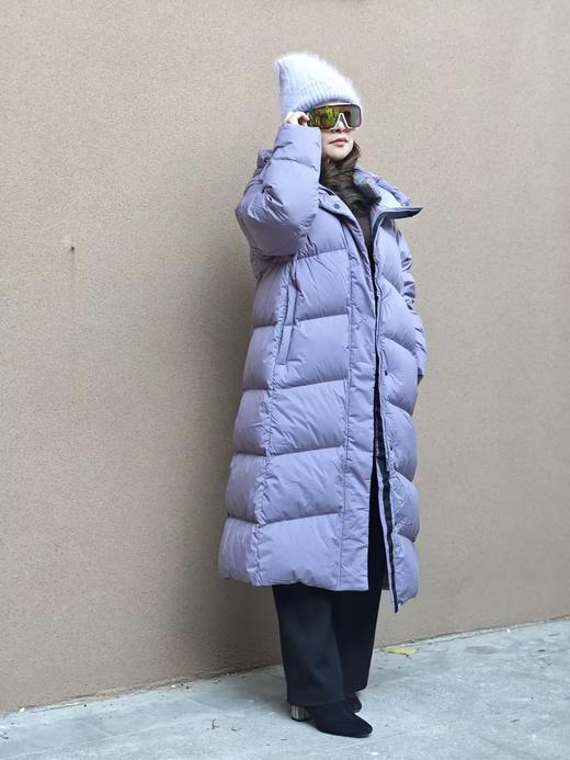 君羽800蓬鹅绒服女长款过膝冬新款加厚防风超长羽绒服外套I52296羽绒大衣 商品图7